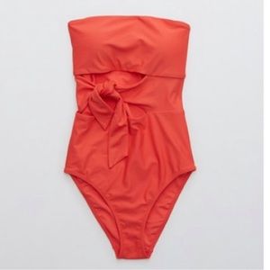 Coral strapless Aerie bathing suit